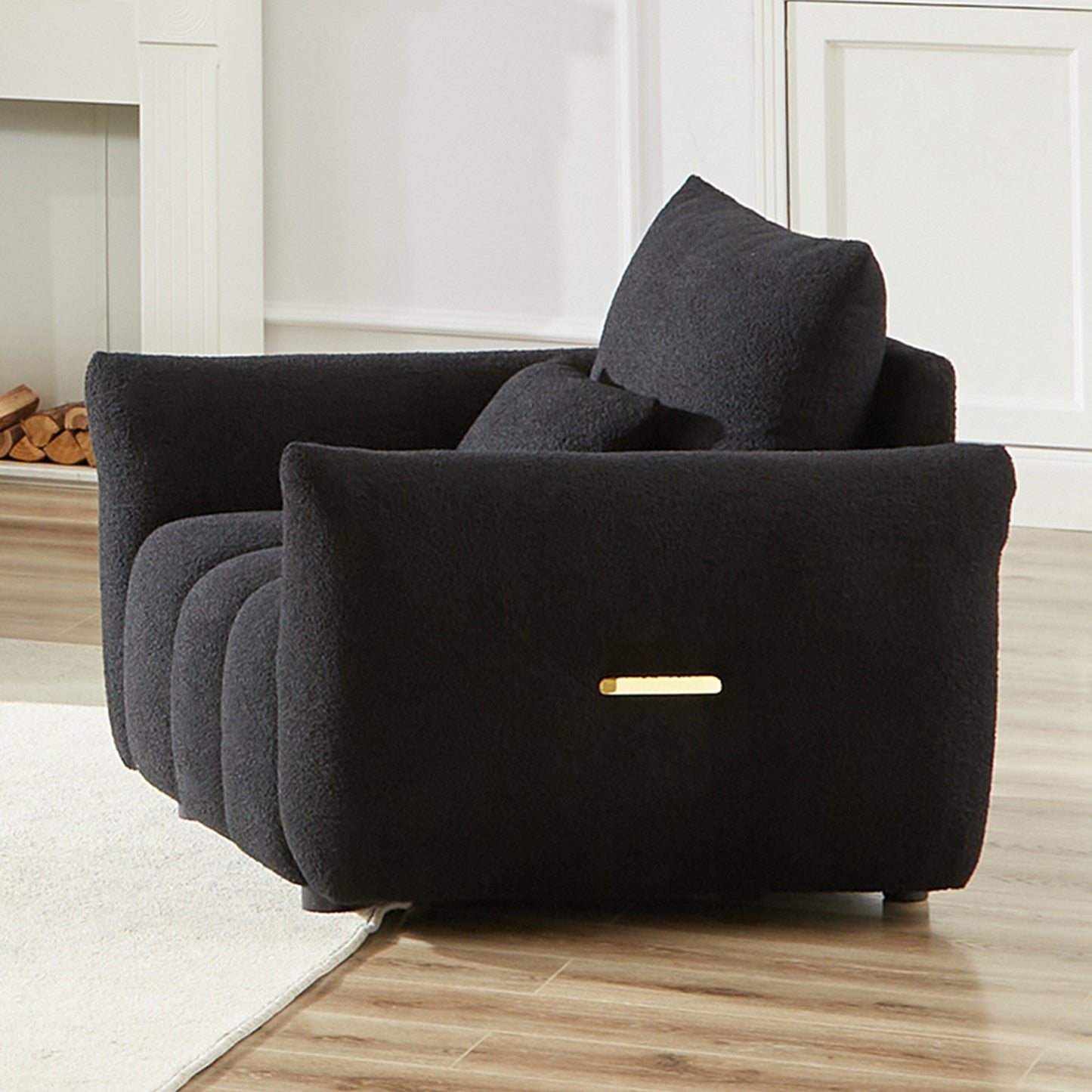 Black 39.7'' Fabric 1-Seater Sofa with Soft Foam Padding