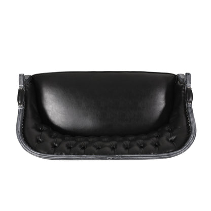 Black 49.5 Faux Leather Loveseat Sofa with Turned Legs and Nailheads for Living Room