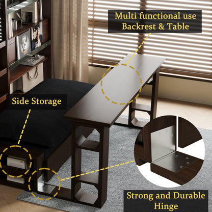Black 52.4 3-in-1 Loveseat Hydraulic System Convertible Pull Out Sofa Bed with Storage and 2 Soft Pillows for Living Room