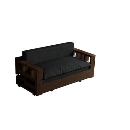 Black 52.4 3-in-1 Loveseat Hydraulic System Convertible Pull Out Sofa Bed with Storage and 2 Soft Pillows for Living Room