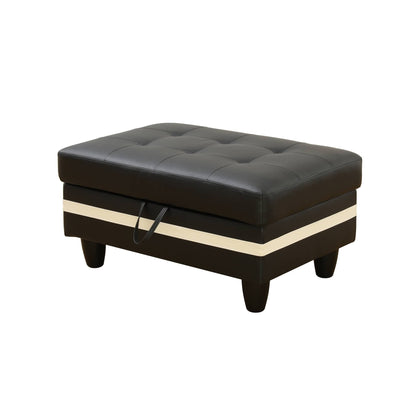 Black And White Semi PU Synthetic Leather 3-Piece Couch Living Room Sofa Set