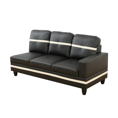 Black And White Semi PU Synthetic Leather 3-Piece Couch Living Room Sofa Set