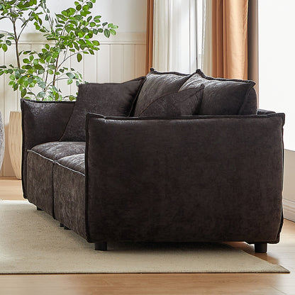 Black Chenille 3-seater Sofa with Extra Pillows