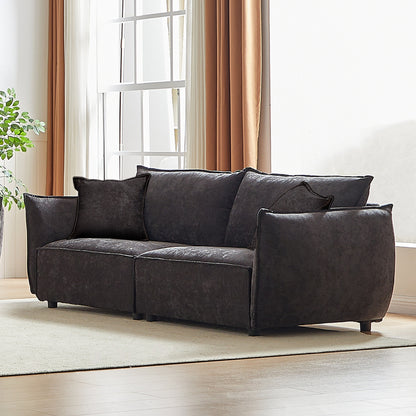 Black Chenille 3-seater Sofa with Extra Pillows