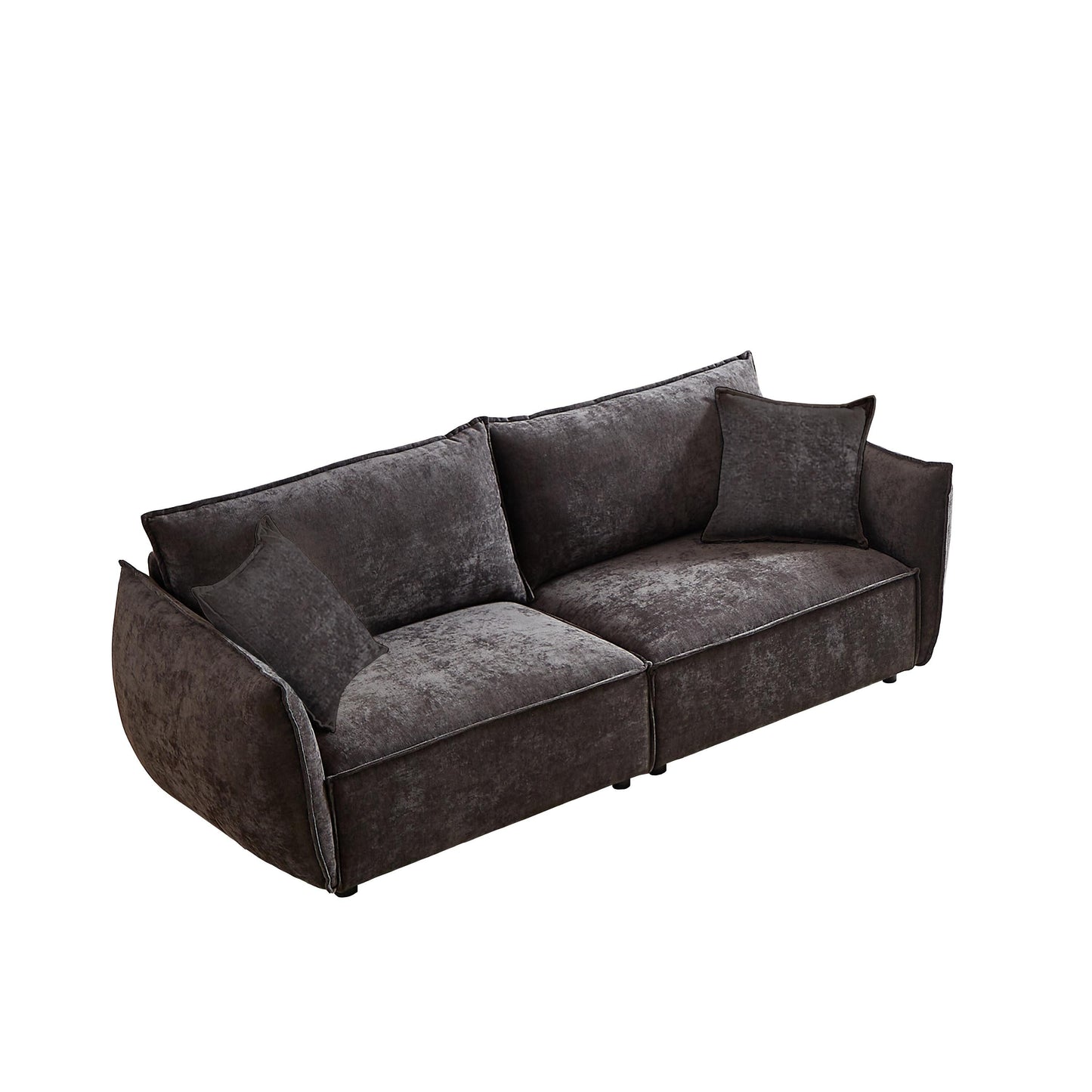 Black Chenille 3-seater Sofa with Extra Pillows