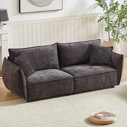 Black Chenille 3-seater Sofa with Extra Pillows