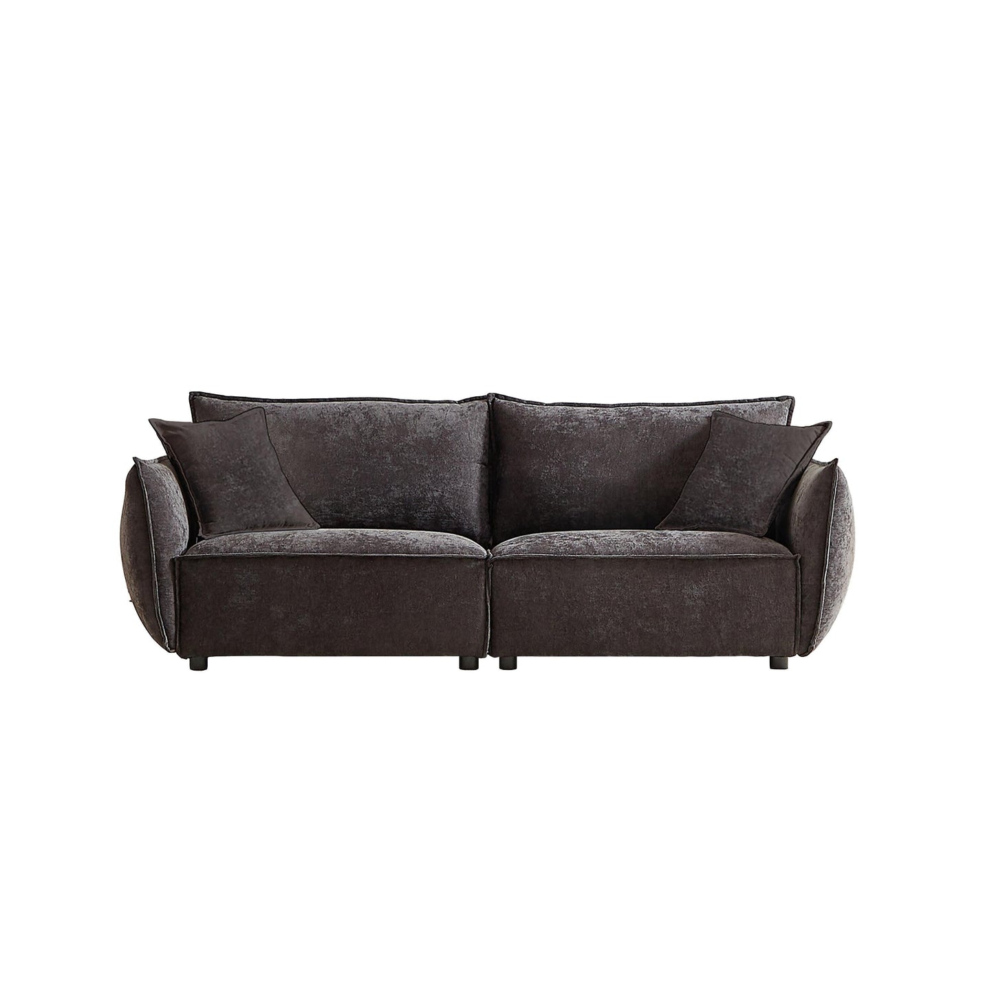 Black Chenille 3-seater Sofa with Extra Pillows