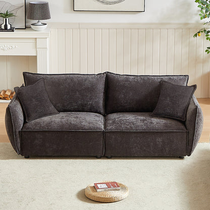 Black Chenille 3-seater Sofa with Extra Pillows