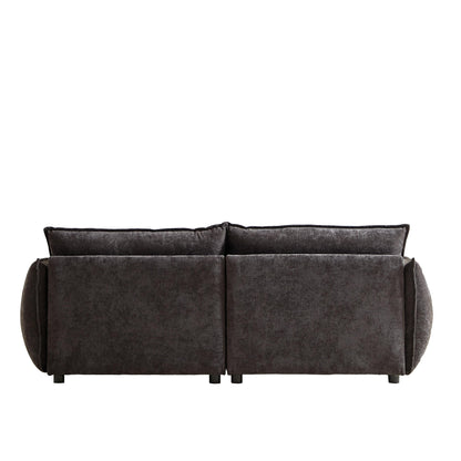 Black Chenille 3-seater Sofa with Extra Pillows