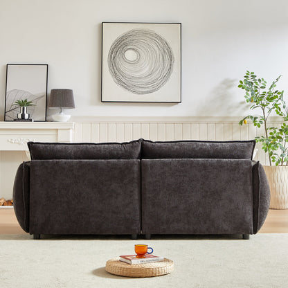 Black Chenille 3-seater Sofa with Extra Pillows