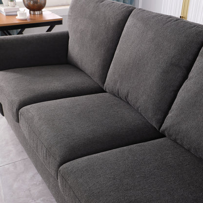Black Chenille 3-seater Sofa with Rolled Arms