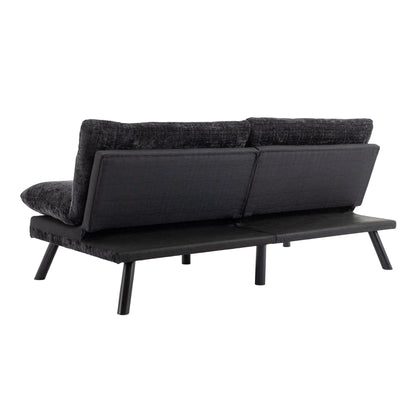 Black Chenille Convertible Loveseat Futon Sofa Bed