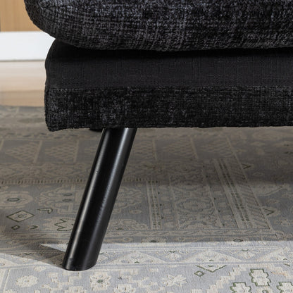 Black Chenille Convertible Loveseat Futon Sofa Bed