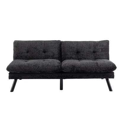 Black Chenille Convertible Loveseat Futon Sofa Bed