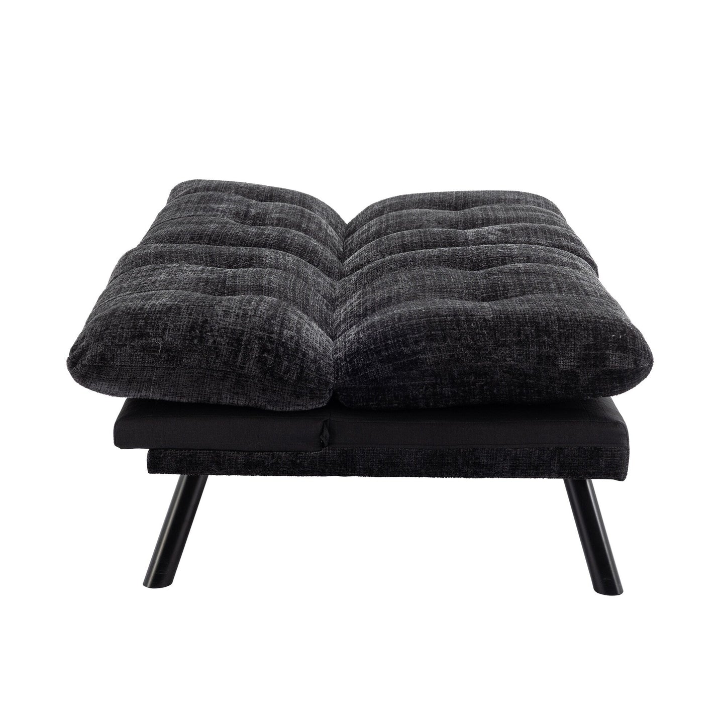 Black Chenille Convertible Loveseat Futon Sofa Bed