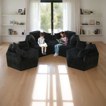 Black Chenille Single Sleeper Sofa with Backrest Pillow