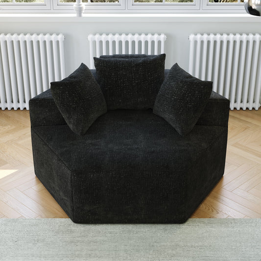 Black Chenille Single Sleeper Sofa with Backrest Pillow