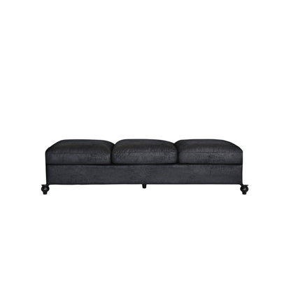 Black Chesterfield 84.75 Button Tufted Upholstered 3-seater Sofa with Nailheads and Wood Legs for Living Room