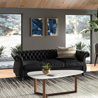 Black Chesterfield Button Tufted 3-seater Sofa with Nailheads