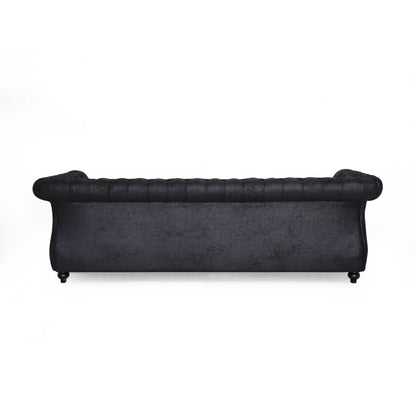 Black Chesterfield Button Tufted 3-seater Sofa with Nailheads