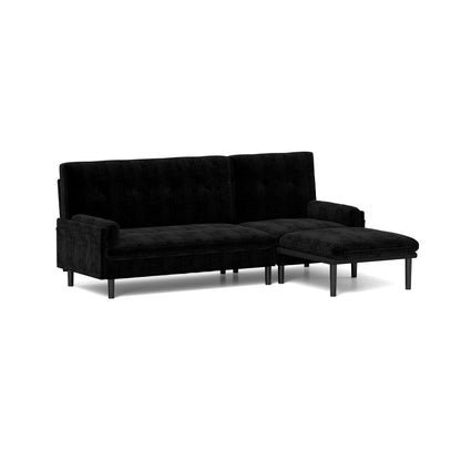 Black Corduroy Adjustable 3-seater Sofa and Guest Bed