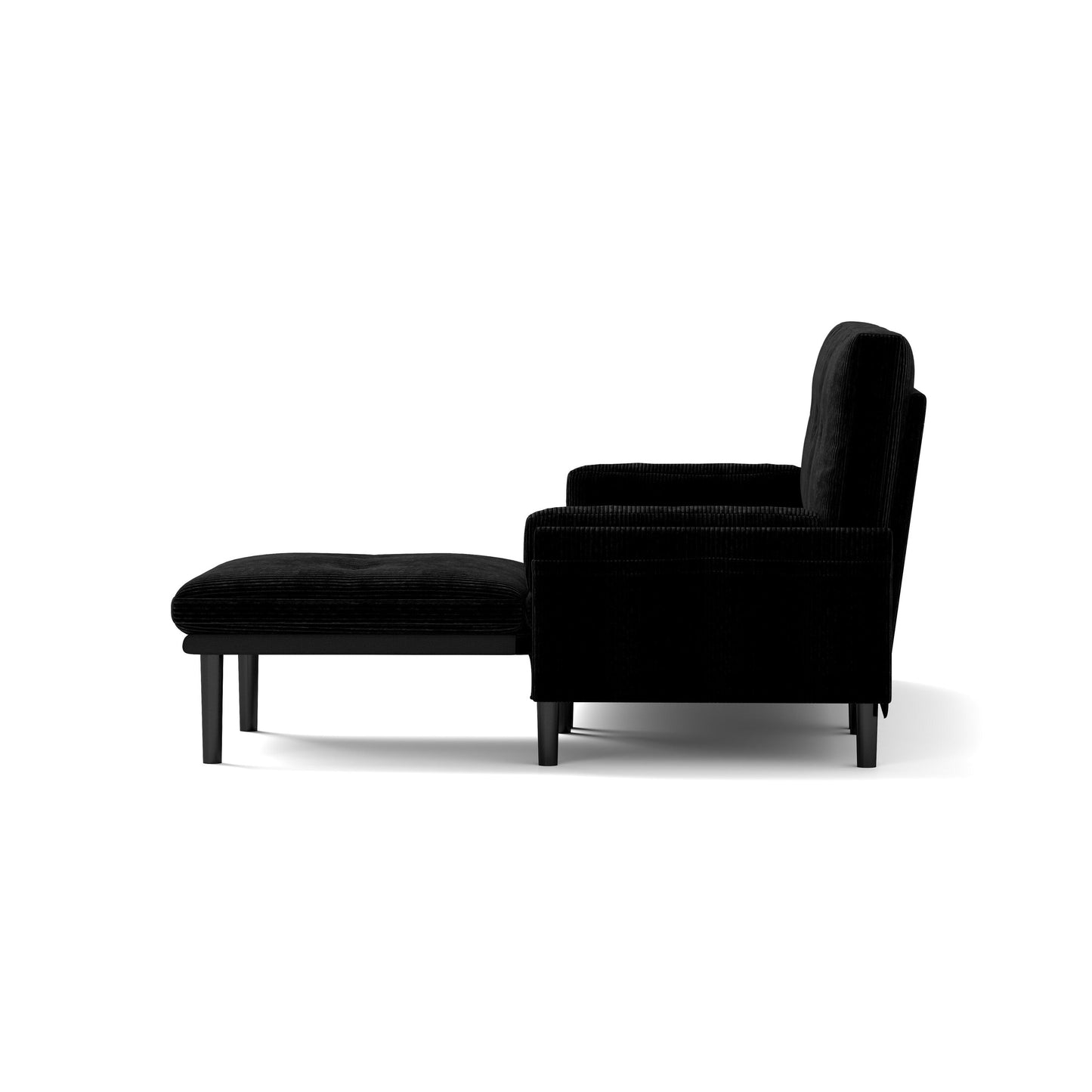 Black Corduroy Adjustable 3-seater Sofa and Guest Bed
