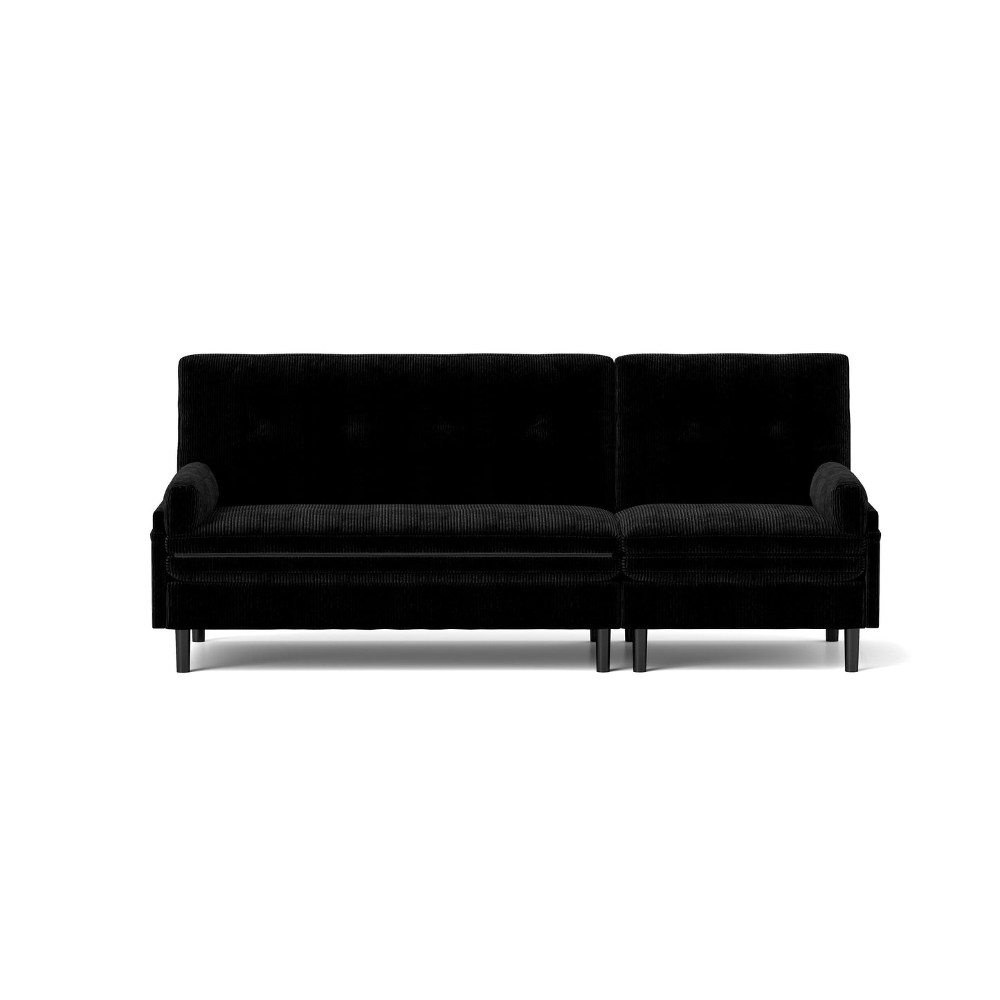 Black Corduroy Adjustable 3-seater Sofa and Guest Bed