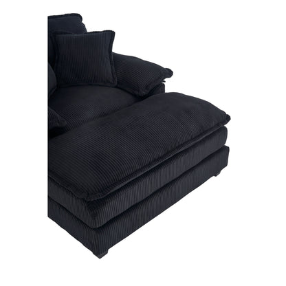 Black Corduroy Single Deep Seat Sofa with Ottoman