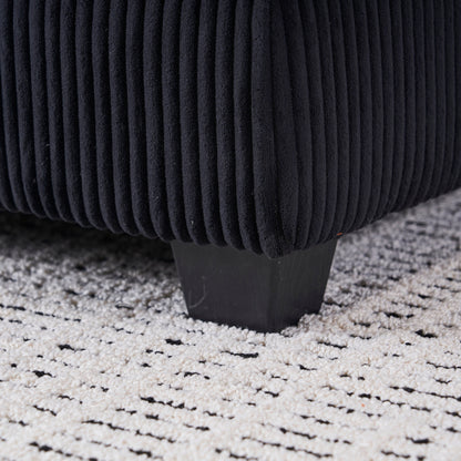 Black Corduroy Single Deep Seat Sofa with Ottoman