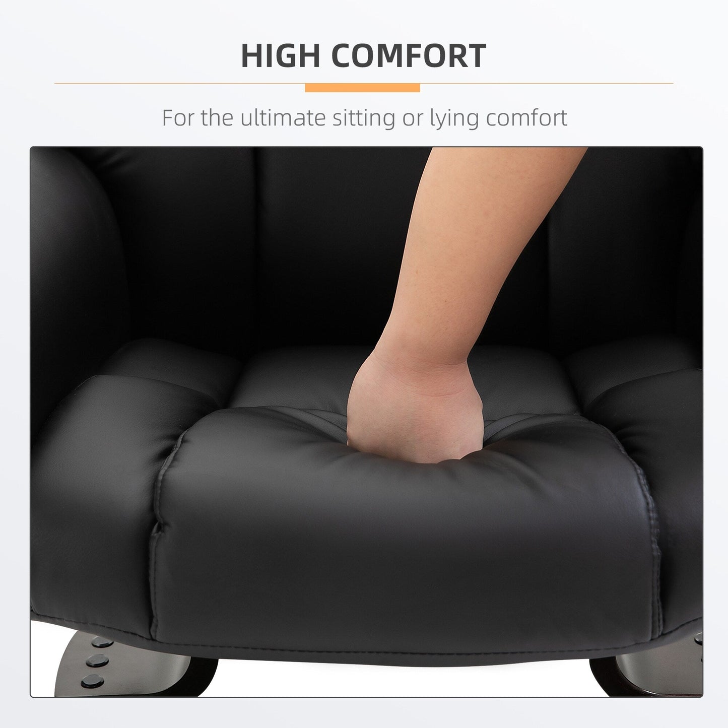 Black Faux Leather 360Â° Swivel Manual Recliner Set with Ottoman, 10 Vibration Massage Points, Side Pocket