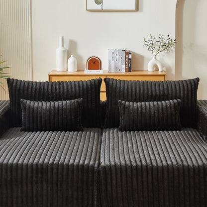 Black Modern 87 Cloud Plush Loveseat Sectional Lounge Sleeper Chaise Sofa with Pillows for Living Room