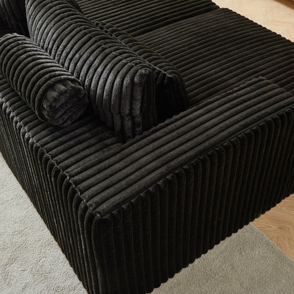 Black Modern 87 Cloud Plush Loveseat Sectional Lounge Sleeper Chaise Sofa with Pillows for Living Room