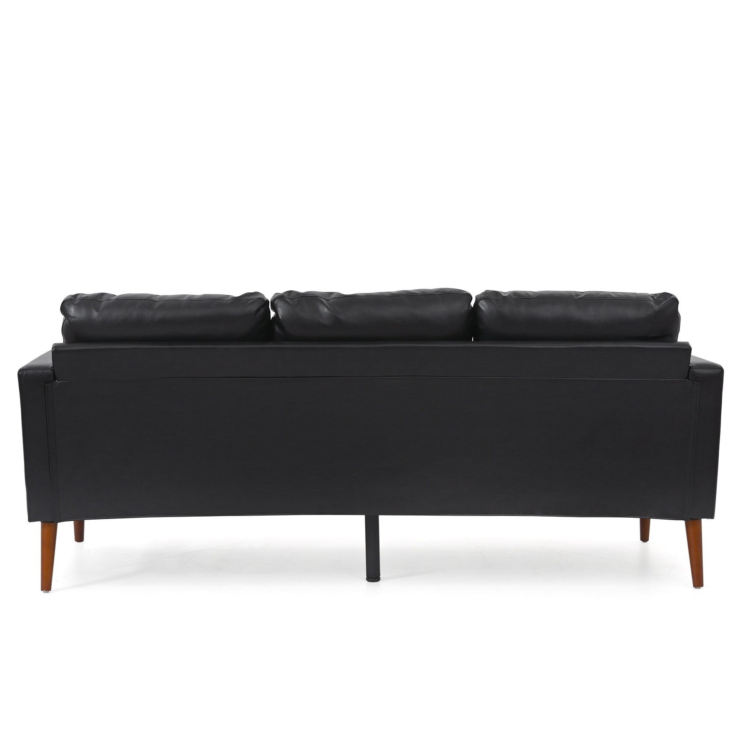 Black PU 3-seater Sofa with Iron Wood Structure