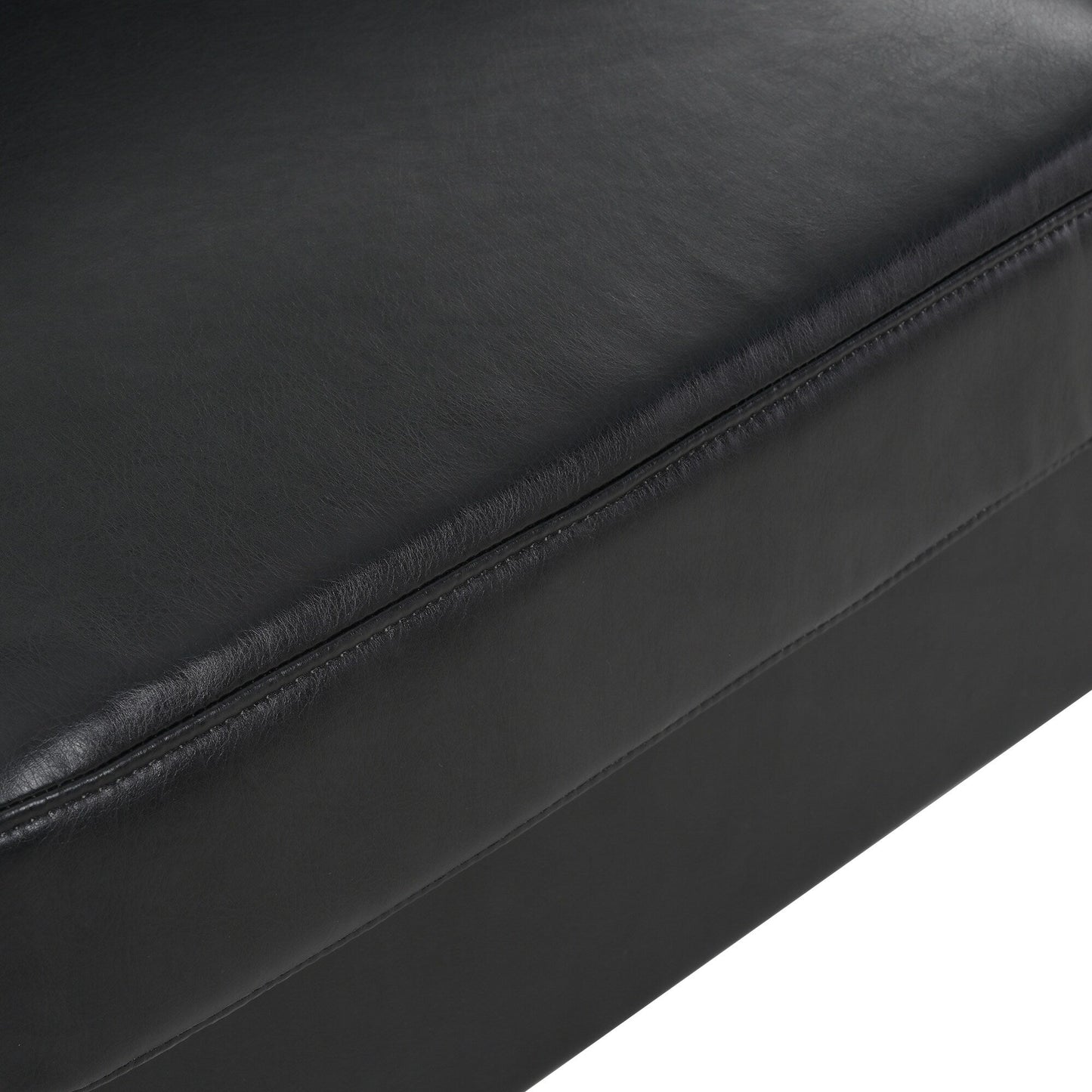 Black PU 3-seater Sofa with Iron Wood Structure