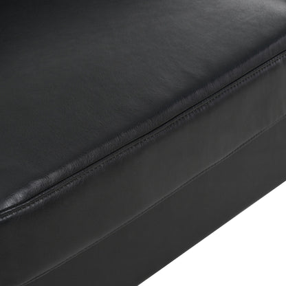Black PU 3-seater Sofa with Iron Wood Structure