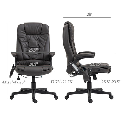 Black PU Leather 360Â° Swivel High Back Office Recliner with Vibration Massage, Lumbar Heating, and Adjustable Height