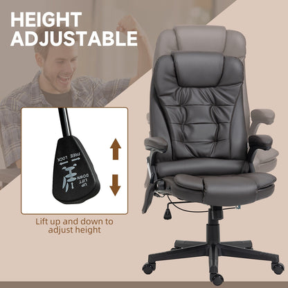 Black PU Leather 360Â° Swivel High Back Office Recliner with Vibration Massage, Lumbar Heating, and Adjustable Height