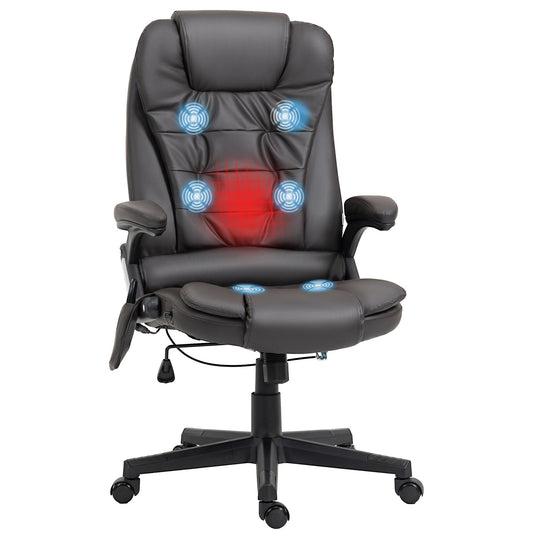 Black PU Leather 360Â° Swivel High Back Office Recliner with Vibration Massage, Lumbar Heating, and Adjustable Height