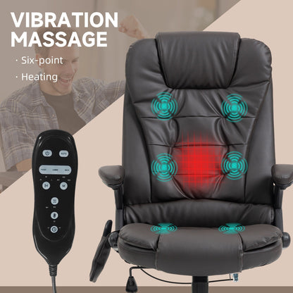 Black PU Leather 360Â° Swivel High Back Office Recliner with Vibration Massage, Lumbar Heating, and Adjustable Height