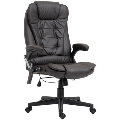 Black PU Leather 360Â° Swivel High Back Office Recliner with Vibration Massage, Lumbar Heating, and Adjustable Height