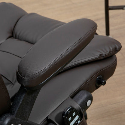 Black PU Leather 360Â° Swivel High Back Office Recliner with Vibration Massage, Lumbar Heating, and Adjustable Height