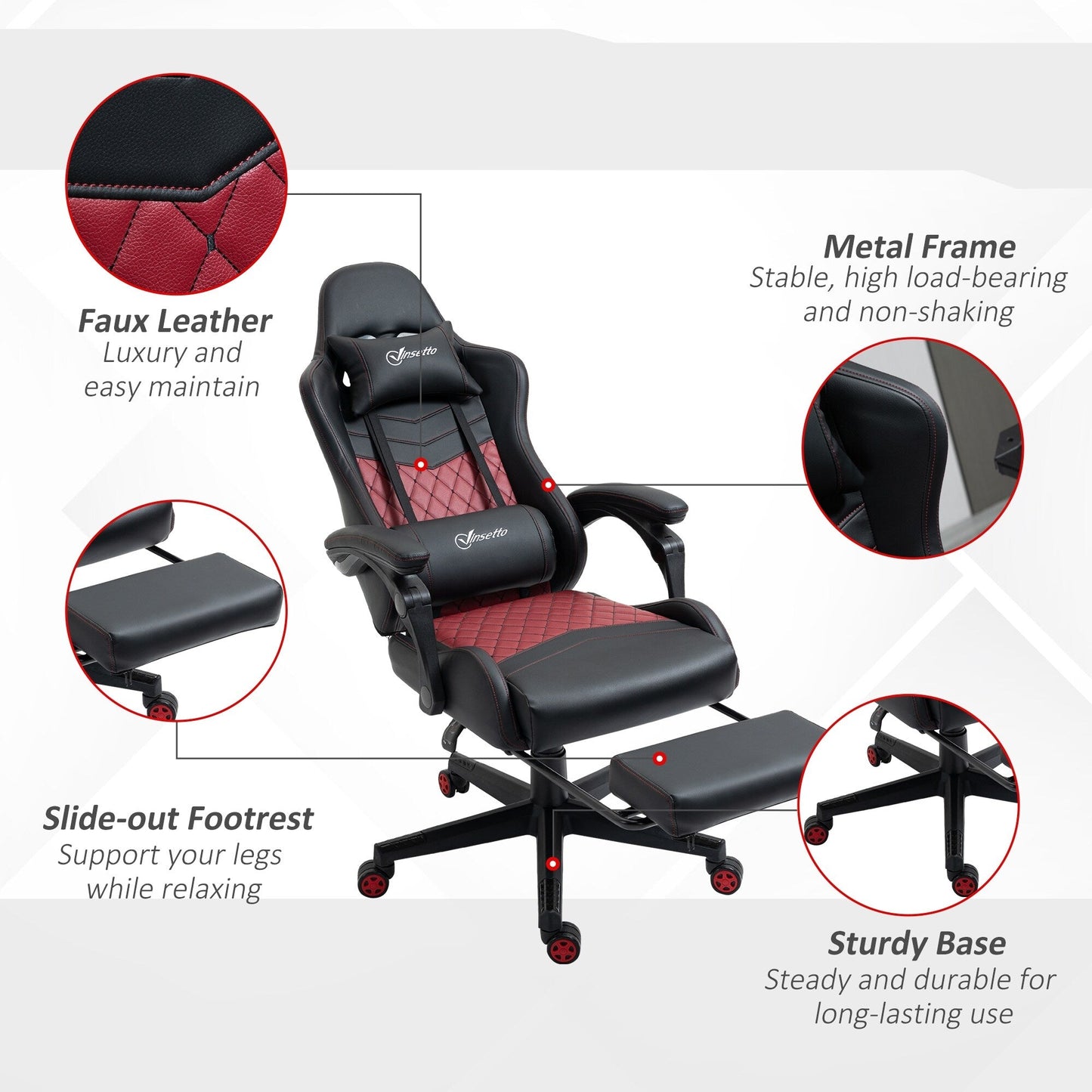 Black PU Leather 360Â° Swivel Racing Gaming Recliner with Footrest, Headrest, Lumbar Support, Adjustable Height
