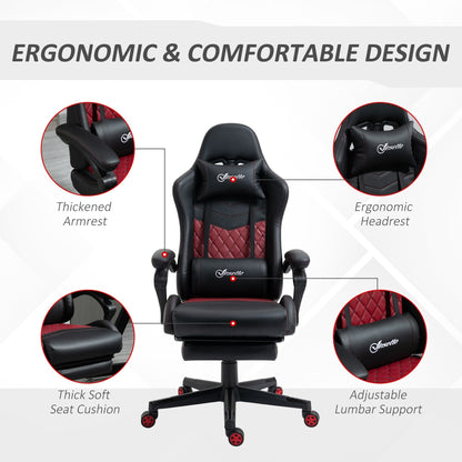 Black PU Leather 360Â° Swivel Racing Gaming Recliner with Footrest, Headrest, Lumbar Support, Adjustable Height