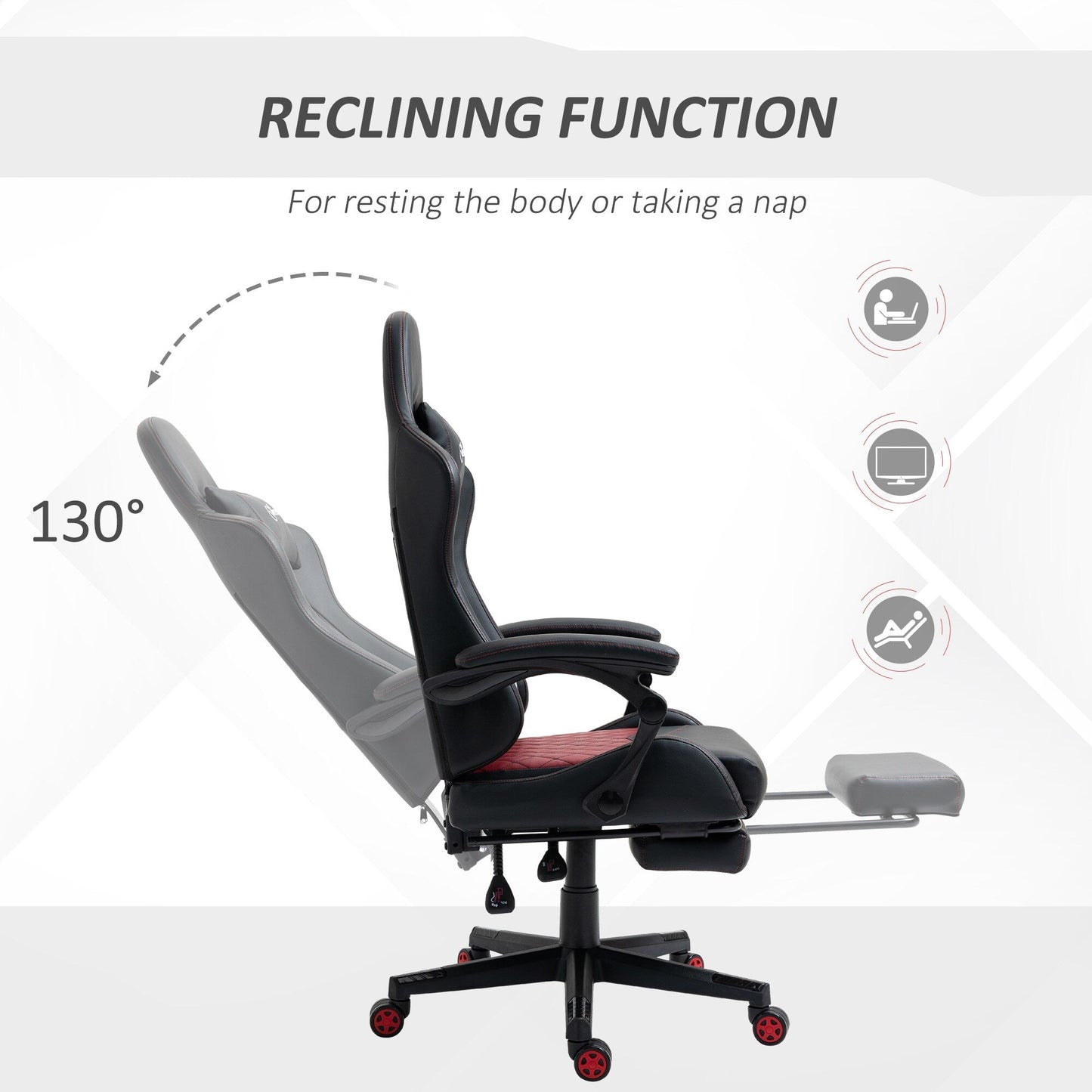 Black PU Leather 360Â° Swivel Racing Gaming Recliner with Footrest, Headrest, Lumbar Support, Adjustable Height
