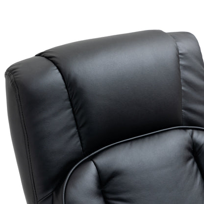 Black PU Leather Swivel Recliner Chair with Ottoman Footrest, Manual Adjustments