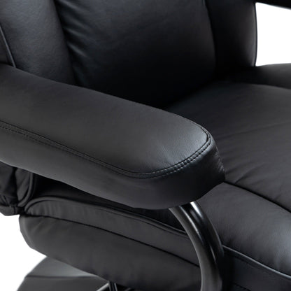 Black PU Leather Swivel Recliner Chair with Ottoman Footrest, Manual Adjustments