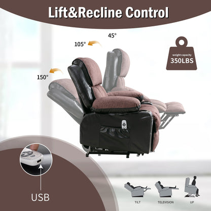 Black Power Lift Recliner with Massage, Heat & PU Leather