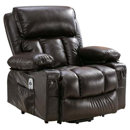 Black Power Lift Recliner with Massage, Heat & PU Leather