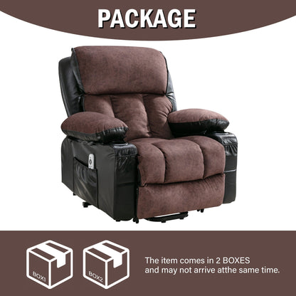 Black Power Lift Recliner with Massage, Heat & PU Leather