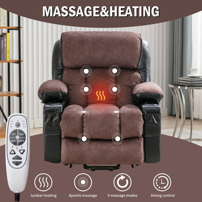 Black Power Lift Recliner with Massage, Heat & PU Leather